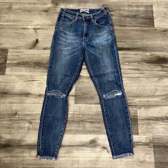 One By One Teaspoon High Waist Freebird II Distressed Skinny Jeans Blue Size 24 - Picture 1 of 10